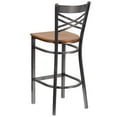 thumbnail image 5 of Emma + Oliver Clear Coated Metal "X" Back Barstool, Natural Wood Seat, 5 of 8