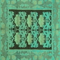 thumbnail image 1 of Ahgly Company Machine Washable Indoor Square Abstract Turquoise Blue Modern Area Rugs, 6' Square, 1 of 4