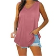 thumbnail image 2 of Weiqiqre Tops for Women Trendy 2025 Casual Soft Loose Spring Summer V Neck Sleeveless Tee Shirts Basic Trendy Outfits Clothes, 2 of 8