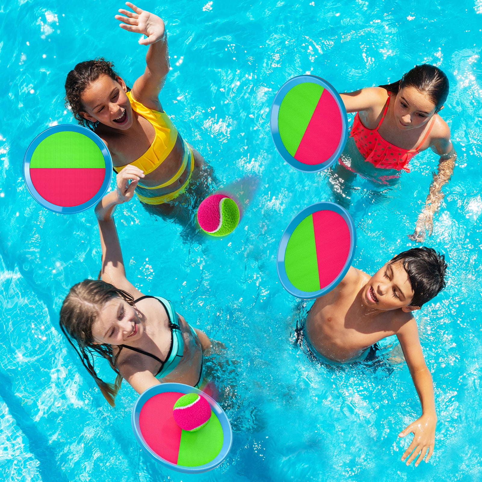 Lucky Doug Toss and Catch Ball Toys, Sticky Velcro Ball Toys - Outdoor Play Games, Beach Toys, Camping Games, Beach Game Set Sports Game Set for Ages 3+