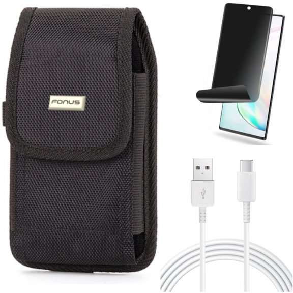 Privacy Screen Protector & Case Belt Clip & 10ft USB-C Cable for Samsung Galaxy Note 20 (6.7") - Combo with TPU Film Anti-Peep & Swivel Holster & Type-C Charger Cord