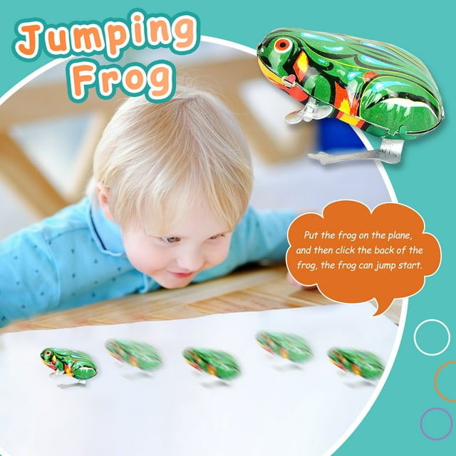 Jouets Nostalgiques Enfants Classiques à Remontoir Jouets Sautants Enfants Garçons Éducation Vert