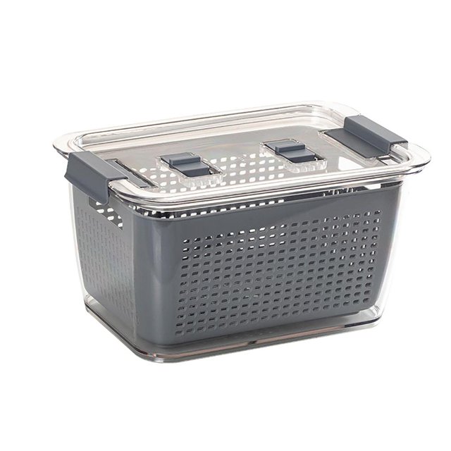 Bewildely Contenedor escurridor de alimentos frescos, cesta de almacenamiento de frutas y verduras, contenedor organizador para refrigerador Organizadores de utensilios de cocina 3.5L Bewildely HA026893-01