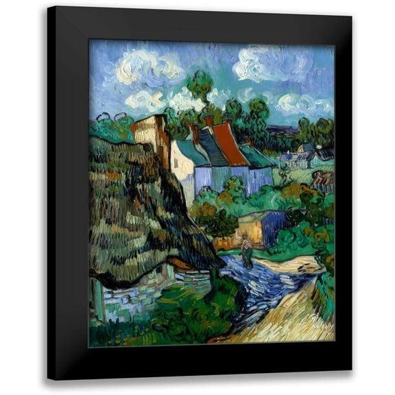 Van Gogh, Vincent 12x14 Black Modern Framed Museum Art Print Titled - Houses At Auvers