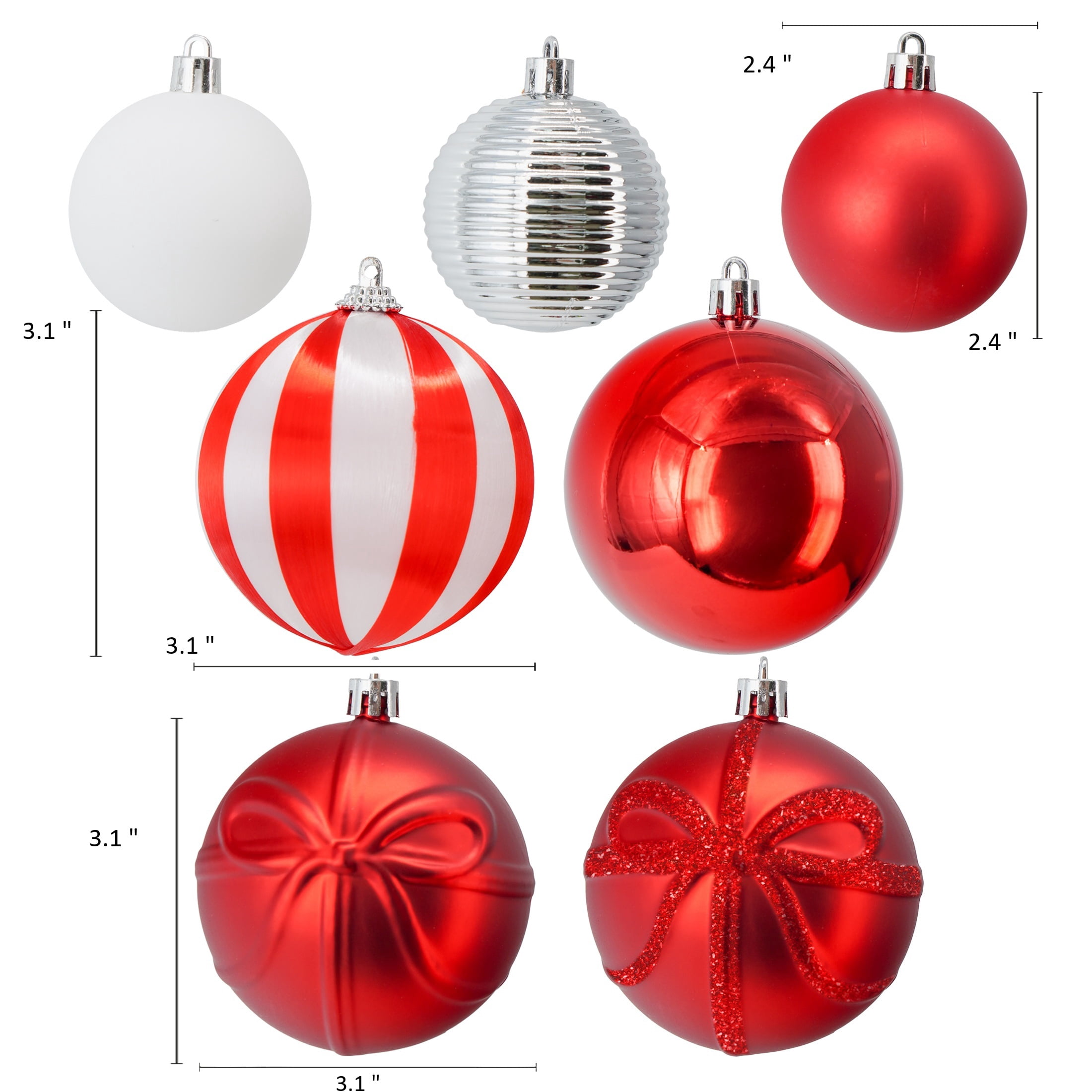 75-Count Red and White Ball Shatterproof Christmas Ornaments, by Holiday Time
