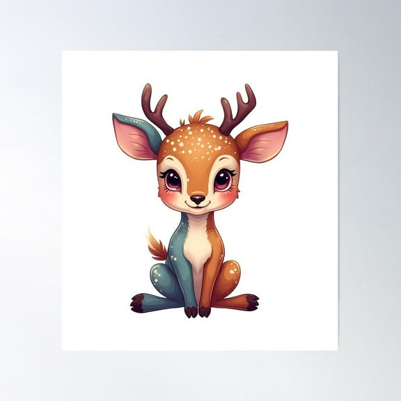 Baby Deer In Nature – Cute Wildlife Art Poster Wall Art, Modern Wall Decor For Living Room Bedroom, 8x12 UNFRAMED