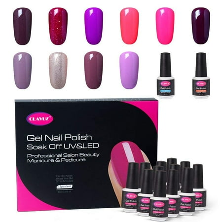 Gel Coat Repair Kit CLAVUZ Gel Nail Polish Set C005,12PCS Soak Off UV Gel Nail Lacquer with Top and Base Coat Nail Art New Starter Kit 8ML Long Lasting Varnish Comes Packed in Exquisite Gift Box ()
