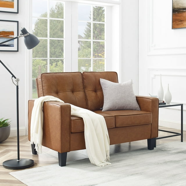 Mainstays Faux Leather Apartment Loveseat, Multiple Colors
