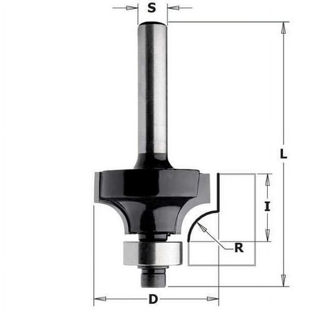 CMT, Contractor Roundover & Beading Bit, 1-1/2-inch Diameter, 1/2-inch Radius, 1/4-inch Shank