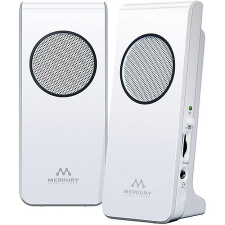 Merkury M-SPW550 Amplified Stereo Speaker, White