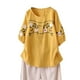 thumbnail image 2 of Fiudx Ofertas Relámpago Blusa de Lino con Cuello Redondo y Manga Corta para Mujer, Blusa Holgada Informal con Bordado Estampado de Primavera y Verano, 2 of 3