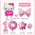 thumbnail image 4 of Juego de 9 globos de Hello Kitty de Sanrio con dibujos de gatos, globos de aluminio con números de 32 pulgadas para decoración de fiestas de cumpleaños de niñas, suministros para baby shower, 4 of 5