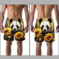 thumbnail image 3 of luoweisi Men's Beach Shorts Quick Dry Swim Trunks with Mesh Lining Panda Sunflower L, 3 of 5