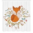 thumbnail image 3 of Ambesonne Cartoon Shower Curtain, Fox Flowers, 69"Wx70"L, Dark Orange White, 3 of 3