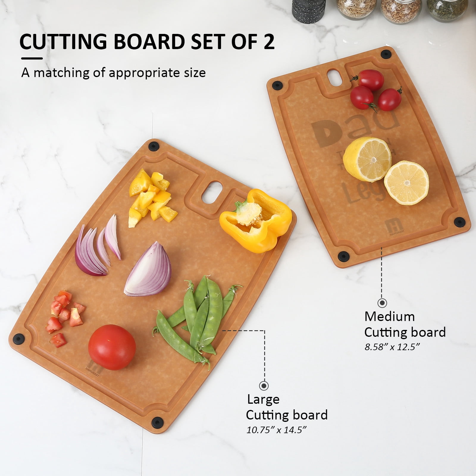 Hansmart 2 Pack Composite Dishwasher Safe Cutting Board Set