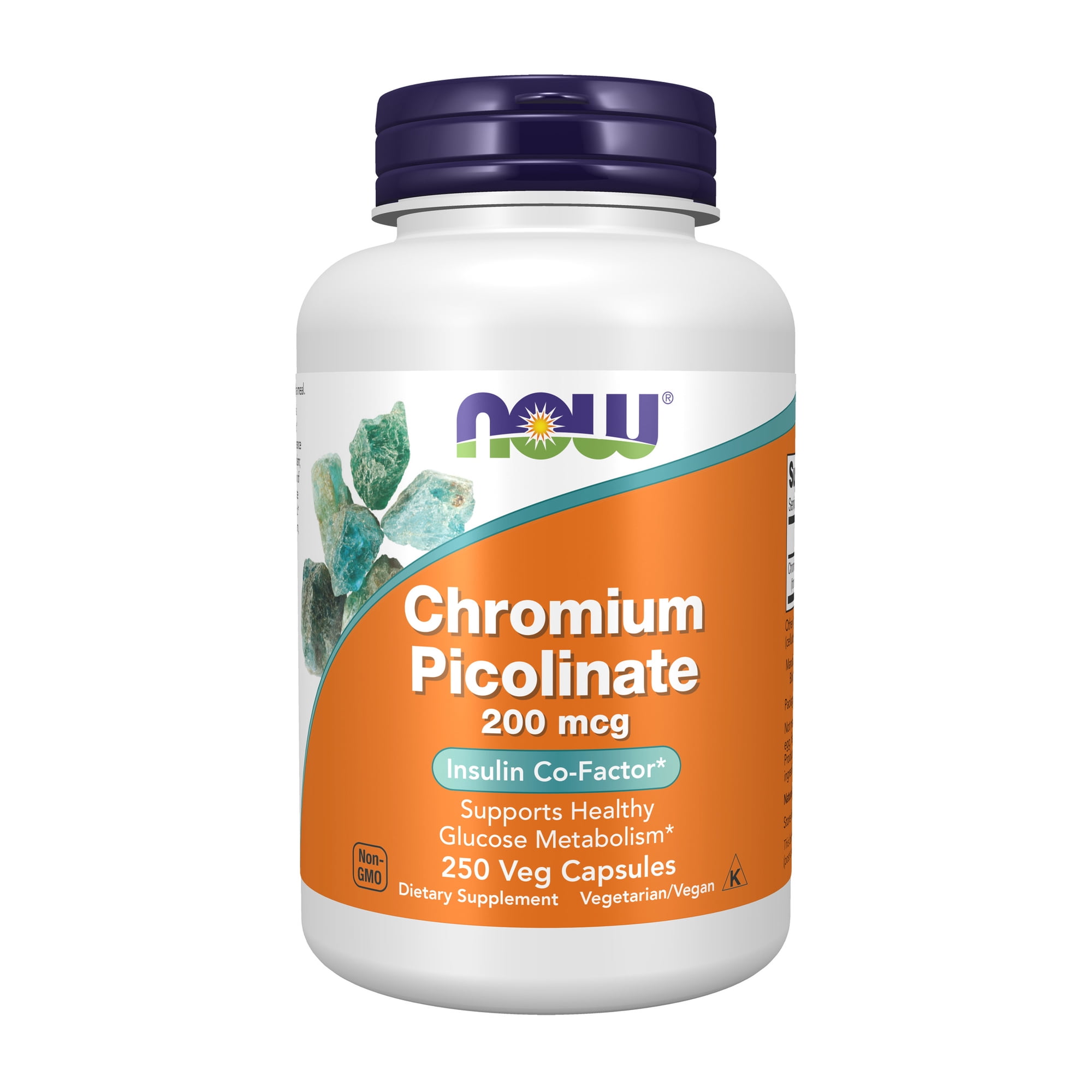 NOW Supplements, Chromium Picolinate 200 mcg, Insulin Co-Factor*, 250 Veg Capsules
