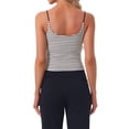 thumbnail image 3 of INSPIRE CHIC Women's Cotton Nightwear Striped Rib Cami Built-in Bra Stretchy Squared Neck Spaghetti Strap Pajama Tops S White with Black Stripe, 3 of 6