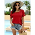 thumbnail image 4 of Womens Square Neck T Shirts Ruffle Trim Sleeve Casual Fashion Summer Tops, 4 of 5