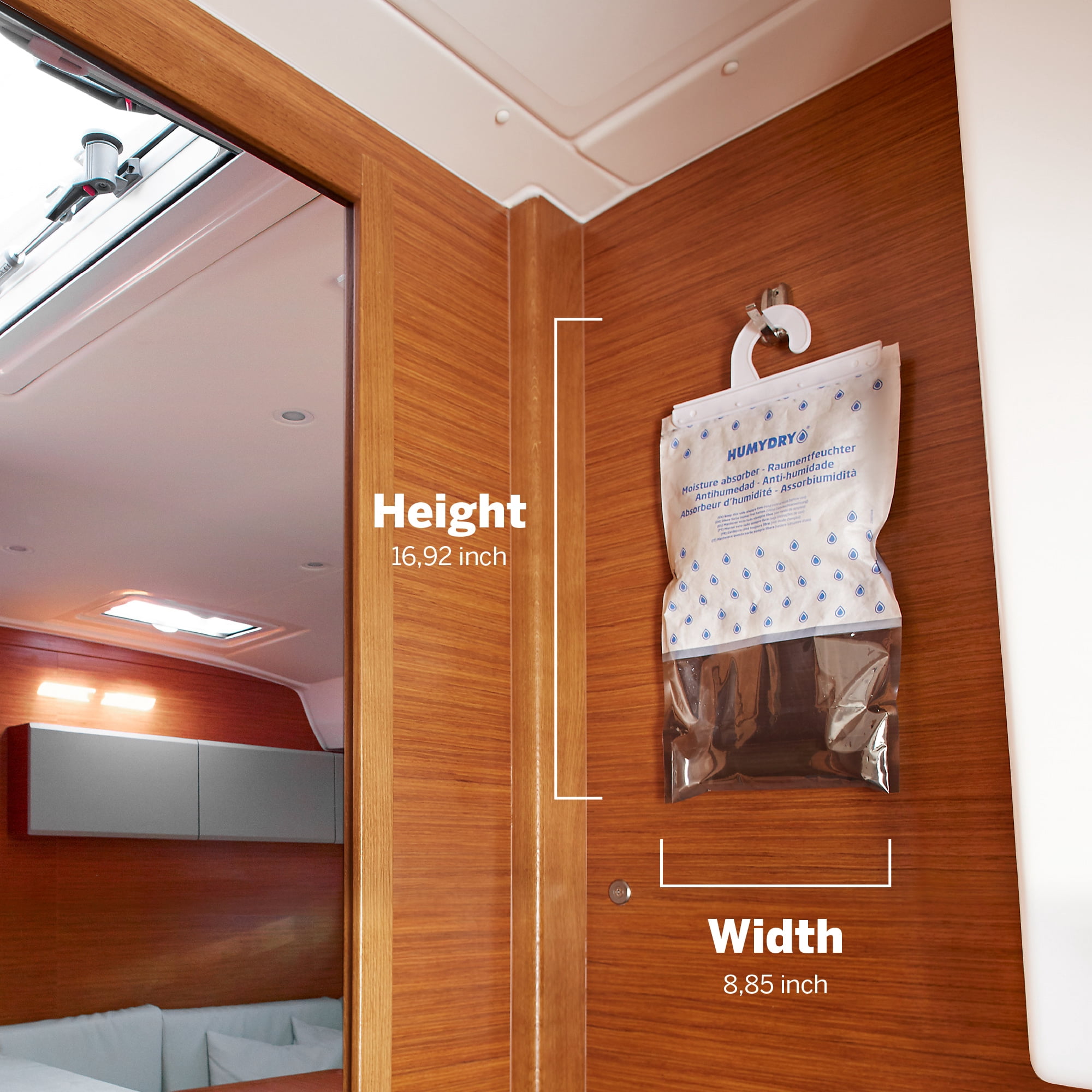 Humydry Hanging Moisture Absorber for Closets, Pack of 6 Unscented 15.9 Oz Dehumidifier Bags, Non Electric Humidity Absorbers for Wardrobes Clothes Storage Areas and Small Enclosed Spaces
