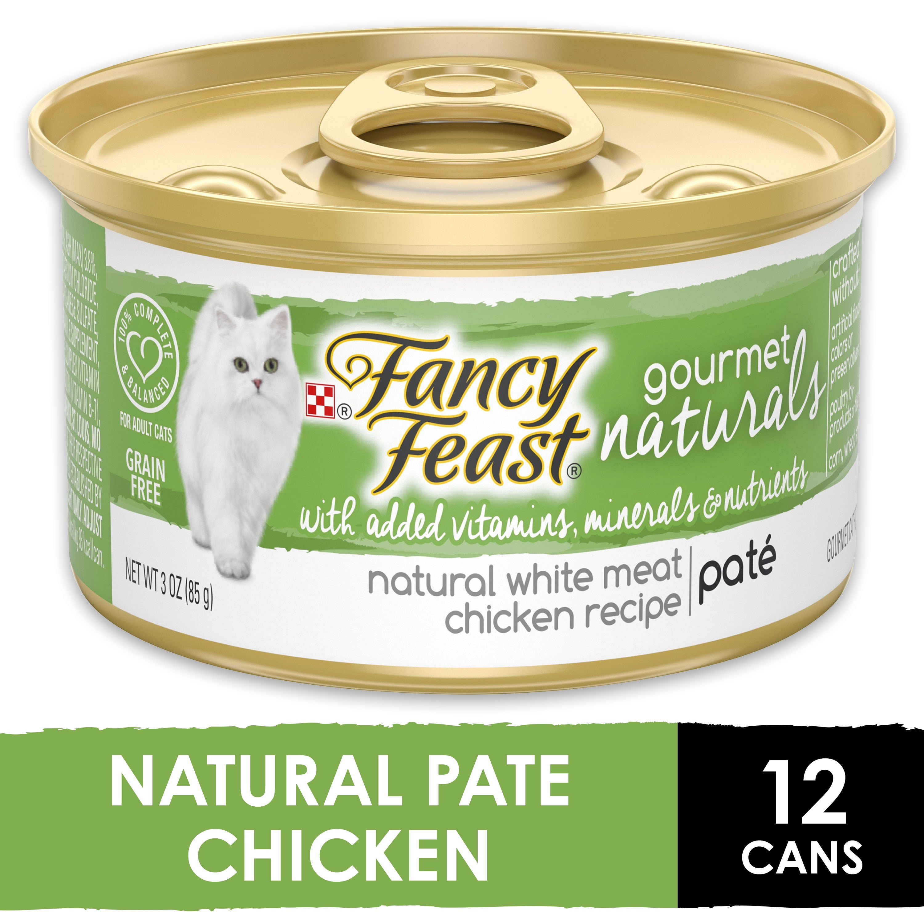 (12 Pack) Fancy Feast Grain Free, Natural Pate Wet Cat Food, Gourmet