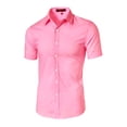 thumbnail image 2 of INSPIRE CHIC Men's Shirts Point Collar Short Sleeve Polka Dots Button Down Shirt 34 Pink, 2 of 7