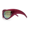 thumbnail image 6 of Womens Oversized Oval Wrap Around High Temple Goggle Plastic Sport Sunglasses Fuchsia - Pink Mirror, 6 of 8