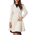 thumbnail image 1 of Abrigo Largo de Invierno para Mujer con Solapa y Doble Botonadura Blanco crema L, 1 of 5