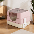 thumbnail image 5 of Enclosed Cat Litter Box with Scoop, Side Entry Cat Litterbox for Kitty & Multi-Cat, Anti-Leakage, Non-Sticky (Pink), 5 of 6