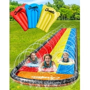 Jambo Premium Slip Splash and Slide with 3 Bodyboards, Heavy Duty Water Slide with Advanced 3-Way Water Sprinkler System