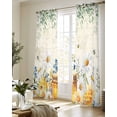 thumbnail image 5 of Daisy Spring Floral Sheer Curtains 84 Inch Length 2 Panels Set for Living Room/Bedroom, Farmhouse Botanical Green Leaves Kitchen Curtains Grommet Semi-Sheer Curtains Window Treatments 42"x84"x2, 5 of 7