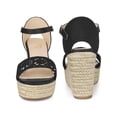 thumbnail image 5 of BLISSFUL STEP Platform Ankle Straps Espadrille Wedge Heel Sandals for Women Black (Size 6), 5 of 5