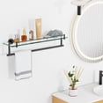 thumbnail image 6 of Bathroom Glass Shelf with Railing, Floating Tempered Glass Bathroom Wall Shelf Rectangle 20 Inch Over The Toilet Storage Cabinet, Gaming Floating Shelves, Bathroom Accessories and Home Decor, 6 of 8