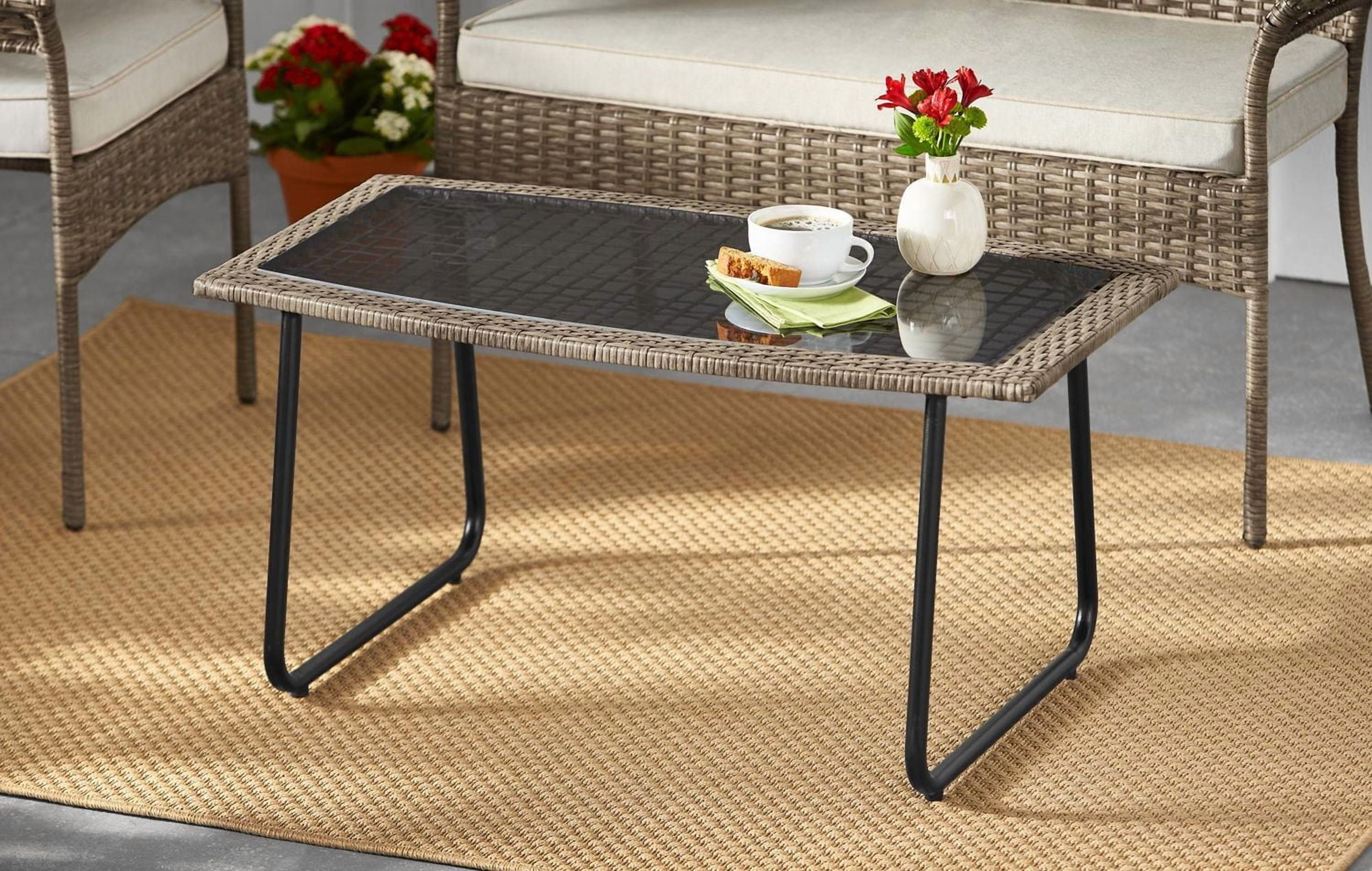Table en osier pour patio Pebbleton Mainstays - Gris Osier tissé à la main