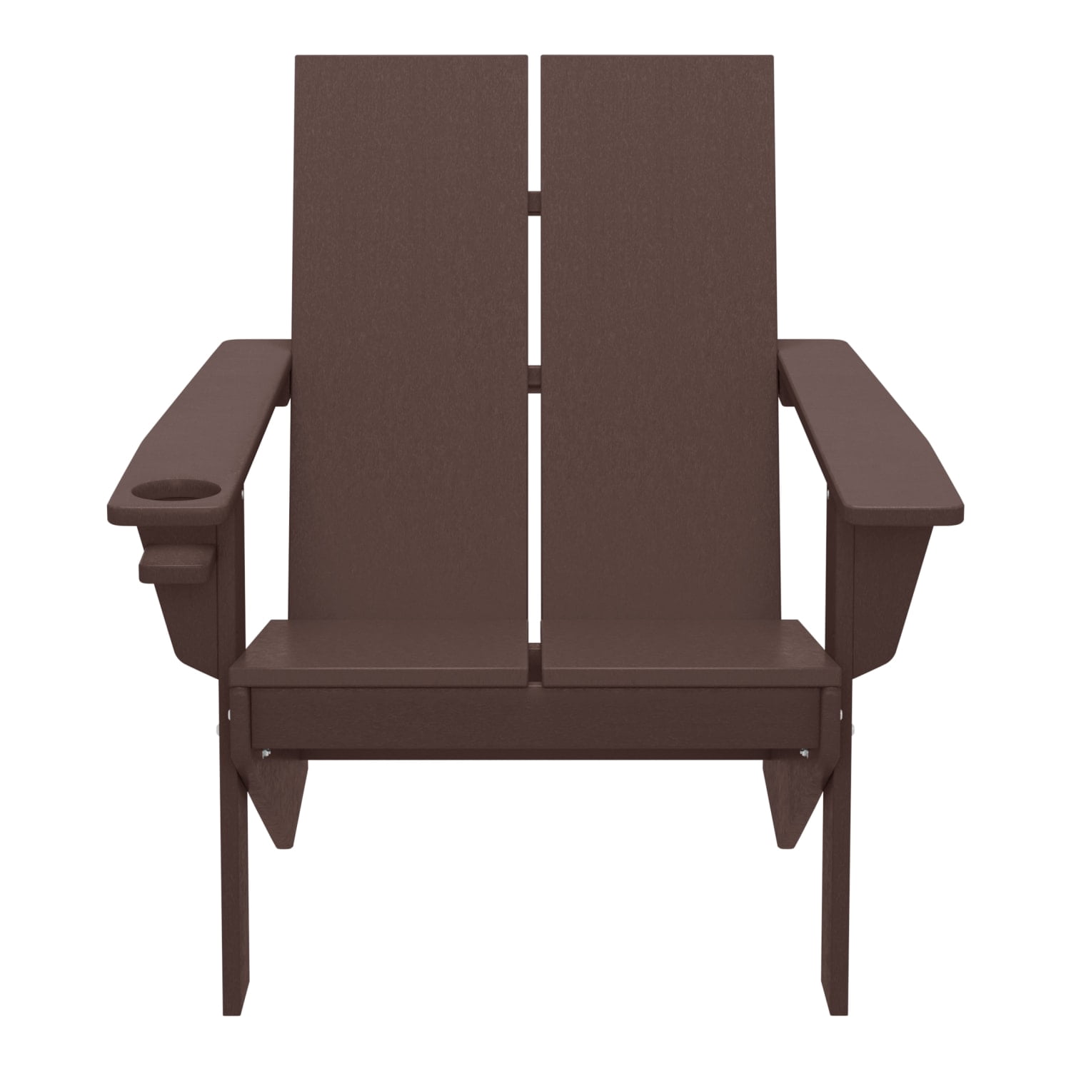 WestinTrends Riviera Outdoor HDPE Modern Adirondack Chair with Cup Holder, Dark Brown