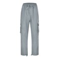 thumbnail image 5 of Cuhas Cargo Pants for Men Fall Autumn Winter Overalls Drawstring Multi Pocket Casual Pants Hiking Pants Cotton Twill Pants Gray 1X, 5 of 6