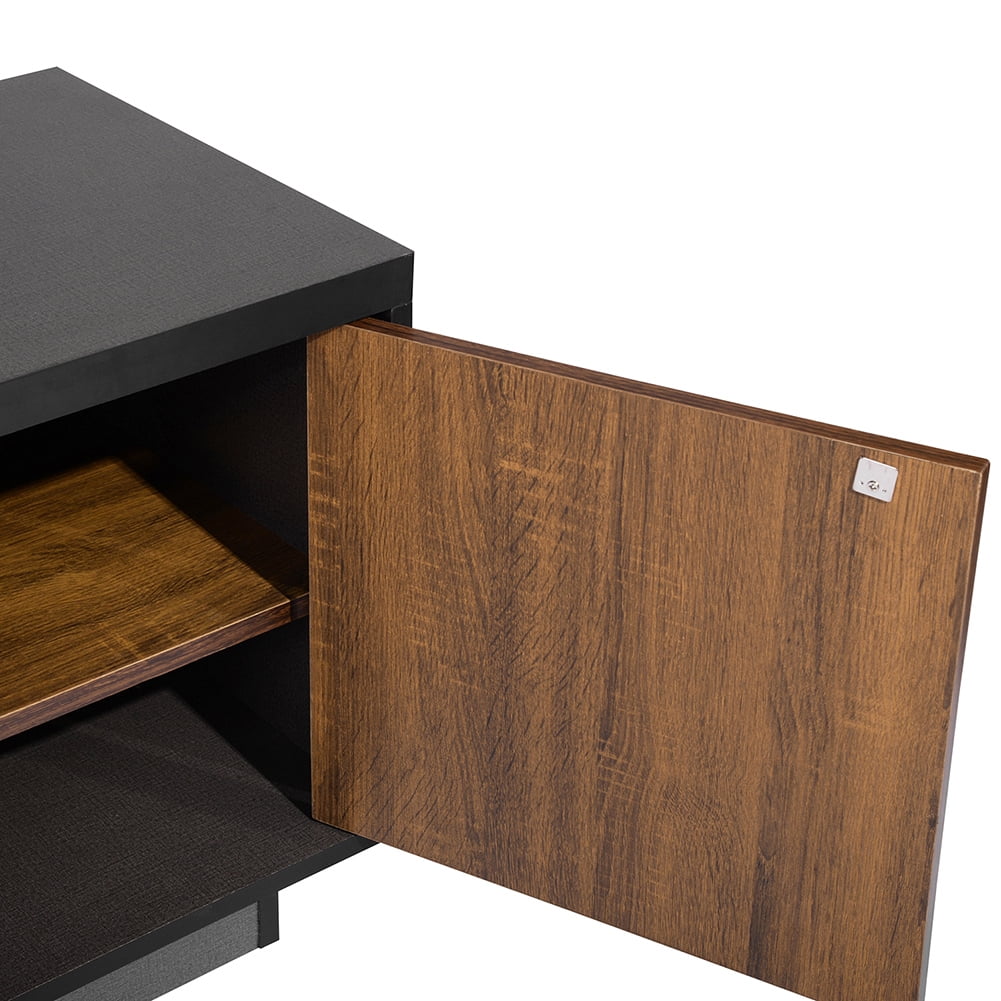 62" Media Console Wood TV Stand, Mid-Century Modern Console TV Console with 2 Door, Walnut