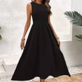 thumbnail image 1 of FcBaudy Robe Sans Manches Col Rond, Robes d'Été pour Femmes, Robes de Mode Féminine Couleur Unie Pli Sans Manches Col Rond Robe Femme, 1 of 4