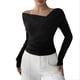 thumbnail image 2 of Ailaofu Women's Off Shoulder Long Sleeve Tops Ruched Going Out Crop Shirts Slim Fit Y2K Tee Blouse, 2 of 5