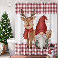 thumbnail image 3 of 54x78 Inch Shower Curtain Decorative Red Christmas Bathtub Bath Curtains Fabric Waterproof Bathroom Decor, Gnomes Elk Xmas Red Plaid Small Stall Shower Curtain Set with 12 Hooks, 3 of 8