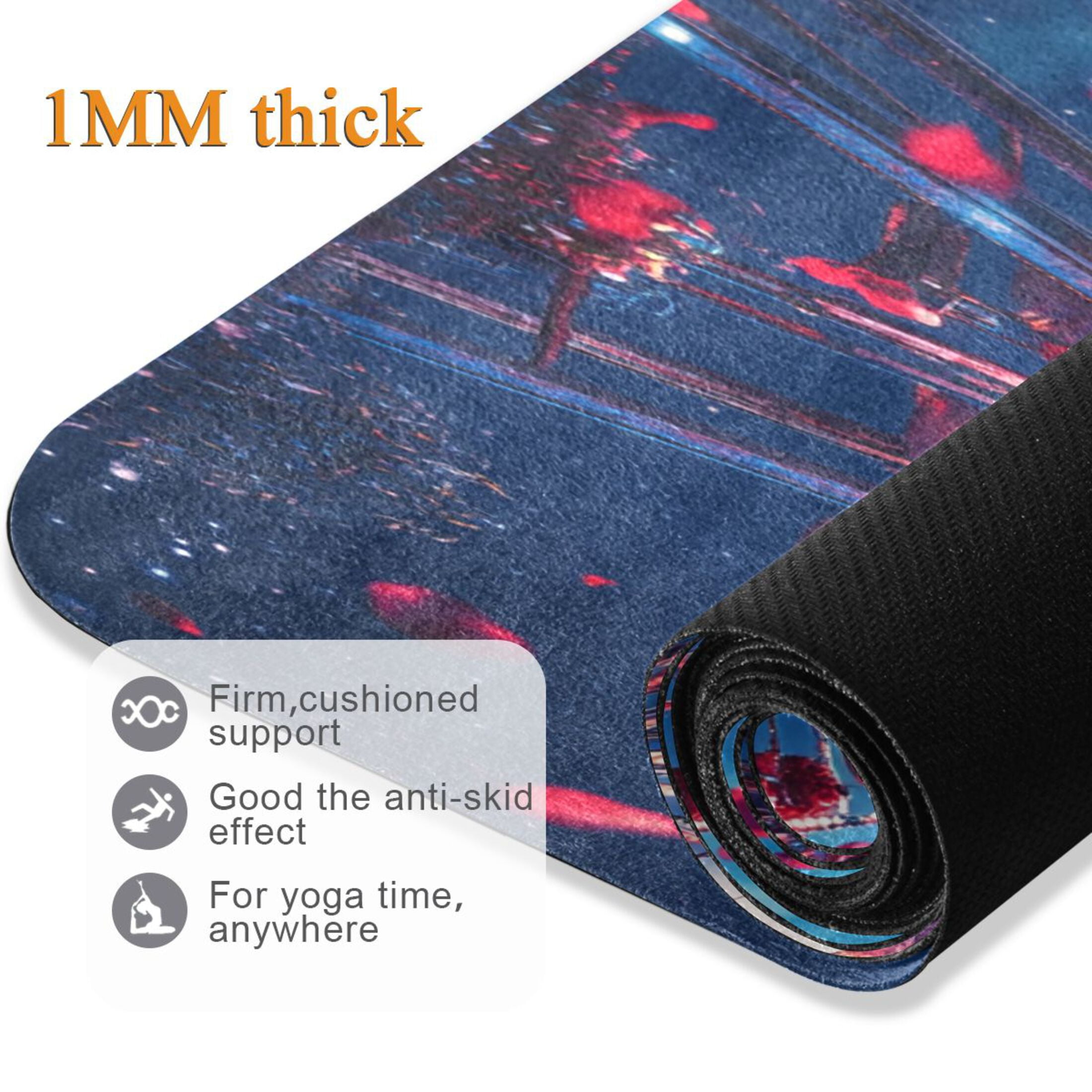 BZSMCE Yoga Mat Women Roses Of Ferris Wheel Painting Fitness Mat