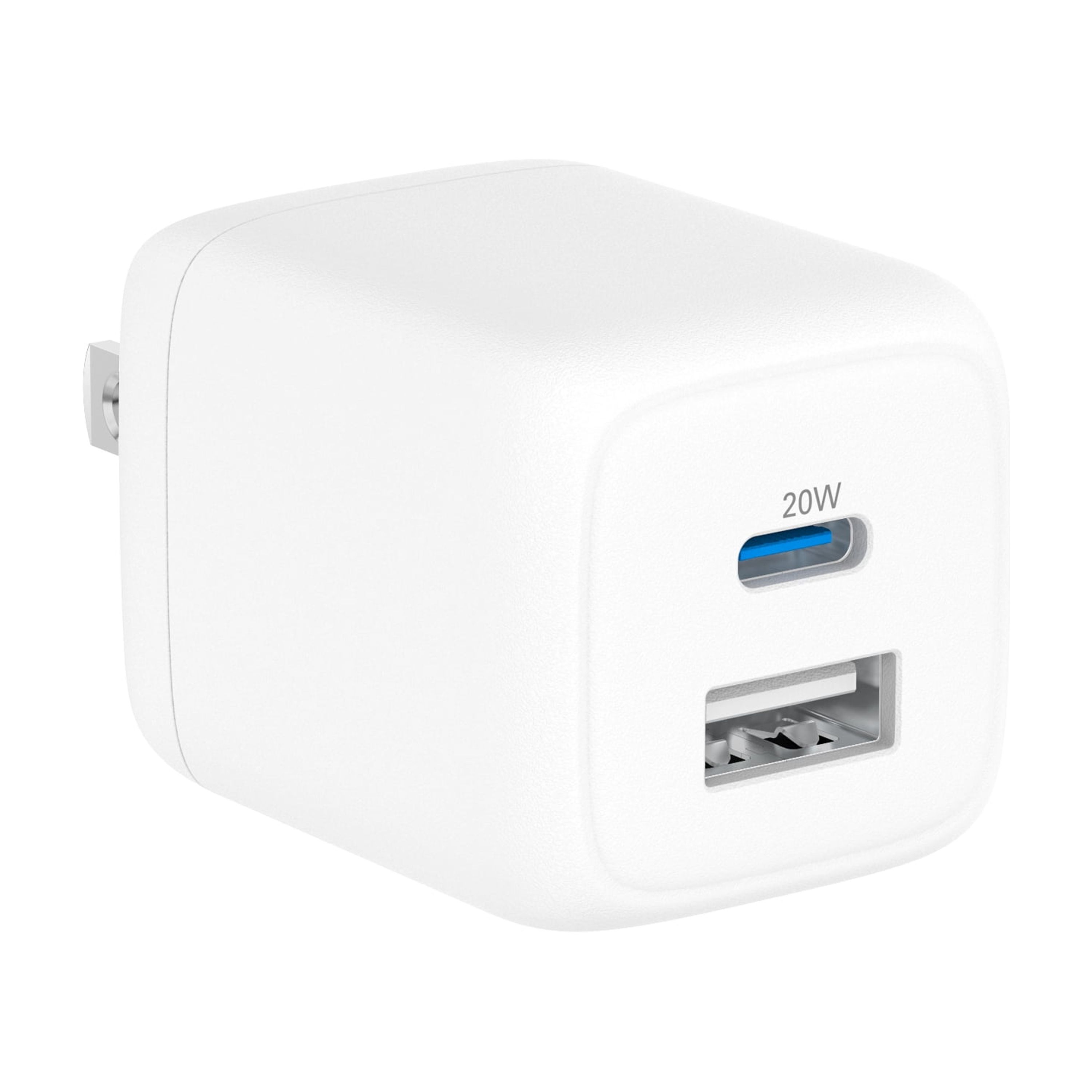 Cargador de pared onn de 32W con puertos USB-C y USB-A, cable C-C de 3 pies, carga rápida, certificado USB-IF, enchufe plegable, blanco, compatible con iPhone 17/16/15, Galaxy, Pixel, iPad Pro y más 3