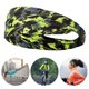 thumbnail image 4 of Banda para el cabello de yoga con estampado verde de fibra de poliuretano, diadema de secado rápido para deportes al aire libre, diadema para correr y andar en bicicleta, color verde, 4 of 10