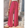 thumbnail image 6 of Women'S Wide Leg Lounge Pants High Waisted Adjustable Tie Knot Loose Trousers Red L, 6 of 10