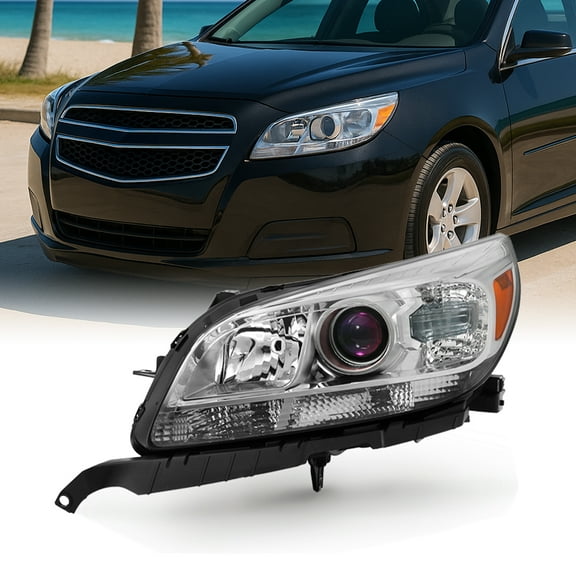 AKKON - For 13-15 Chevy Malibu LT/LTZ/Eco Models Chrome Headlight Front Lamp Driver Left Side Driect Replacement