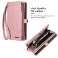 thumbnail image 4 of Defencase for iPhone 7 / 8 / SE 2020 / SE 2022 Case for Women Men, Removable Durable PU Leather Magnetic Flip Strap Wristlet Zipper Purse Card Holder Detachable Wallet Cases, Pink, 4 of 9