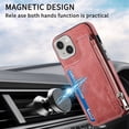 thumbnail image 3 of for iPhone 14 Plus Zipper Wallet Case with Card Holder, Back Flip Folio PU Leather Card Slots Case for Men Women, Magnetic Wireless Charging Shockproof Cover for iPhone 14 Plus 6.7", Pink, 3 of 13