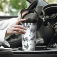 thumbnail image 5 of 30oz Chicken Bottle Spill Proof Hen Rooster Tumbler with Top Handle and Straw Lid Stainless Steel Double Wall Insulated Tumbler Coffee Mug Gift for Women Men Travel Cup for Car (Black White), 5 of 6