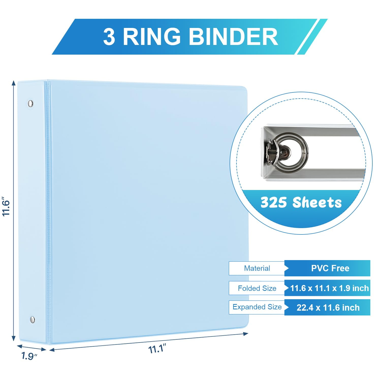 4-Pack 3 Ring Binders, 1.5 Inch Round O-Ring View Binders, Holds 200 Letter Size Sheets, with Pockets, Assorted Colors