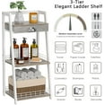 thumbnail image 5 of 3-Tier Bathroom Ladder Shelf, Floor Storage Shelf with Drawer, Freestanding Open Tower Shelving Unit for Bathroom Living Room Balcony（White）, 5 of 16