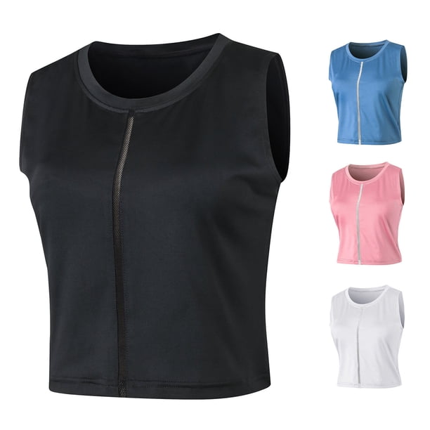 Chaleco deportivo para mujer elástico transpirable que absorbe la humedad cuello redondo sin mangas